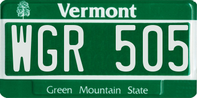 VT license plate WGR505