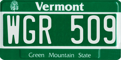 VT license plate WGR509