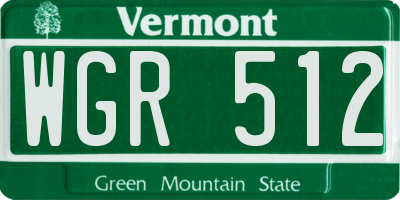 VT license plate WGR512