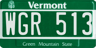 VT license plate WGR513