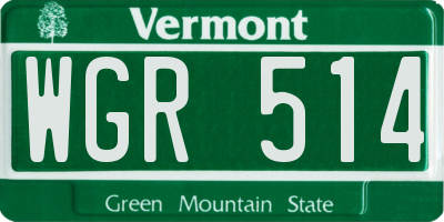 VT license plate WGR514