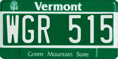 VT license plate WGR515