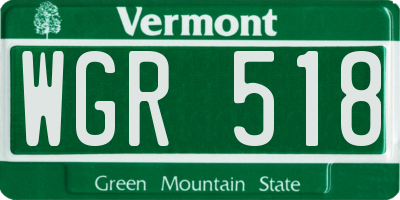 VT license plate WGR518