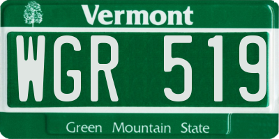 VT license plate WGR519