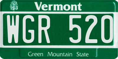 VT license plate WGR520