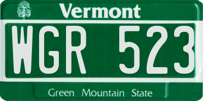VT license plate WGR523