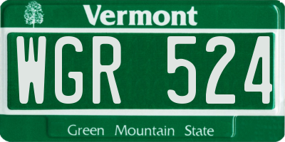 VT license plate WGR524