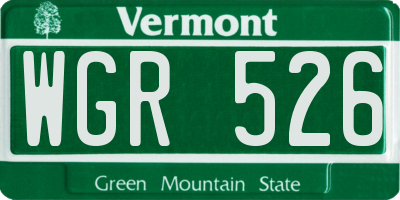 VT license plate WGR526