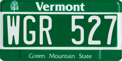 VT license plate WGR527