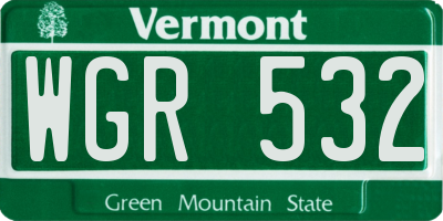 VT license plate WGR532