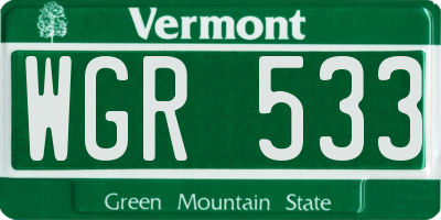 VT license plate WGR533