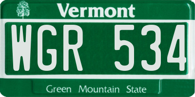 VT license plate WGR534