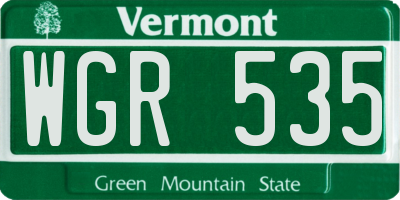 VT license plate WGR535