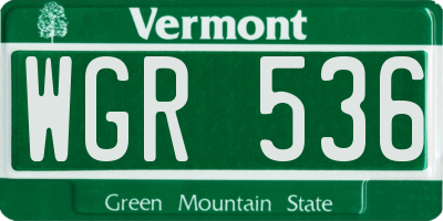 VT license plate WGR536