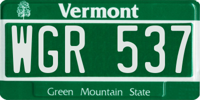 VT license plate WGR537