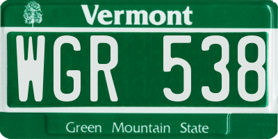 VT license plate WGR538