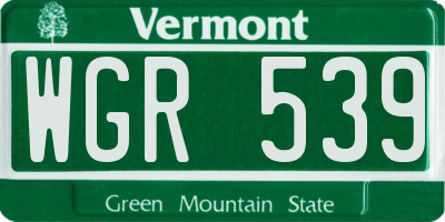 VT license plate WGR539