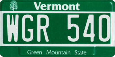 VT license plate WGR540