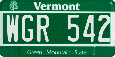 VT license plate WGR542