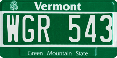 VT license plate WGR543