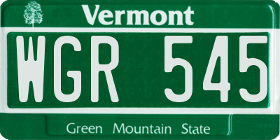 VT license plate WGR545