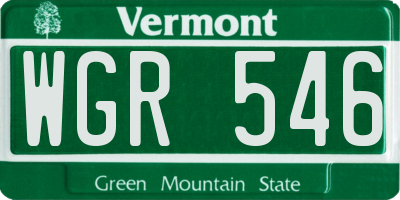 VT license plate WGR546