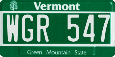 VT license plate WGR547