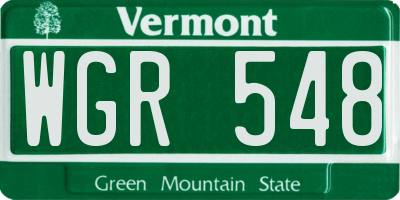 VT license plate WGR548