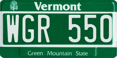VT license plate WGR550