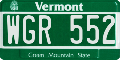 VT license plate WGR552