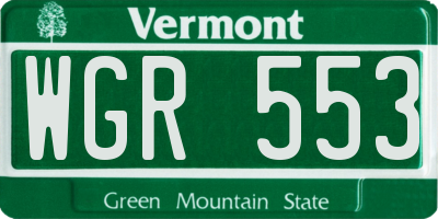 VT license plate WGR553
