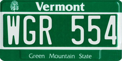 VT license plate WGR554