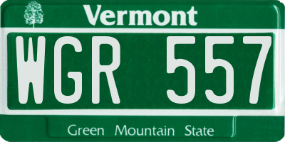 VT license plate WGR557