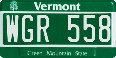 VT license plate WGR558