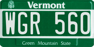 VT license plate WGR560