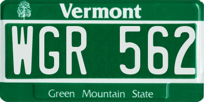 VT license plate WGR562