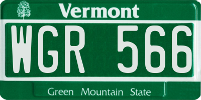 VT license plate WGR566