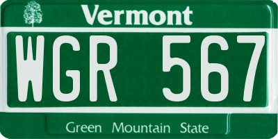 VT license plate WGR567