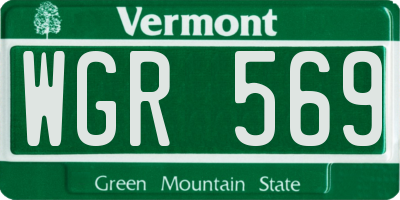 VT license plate WGR569
