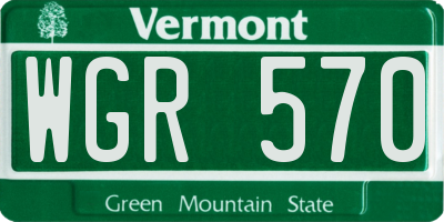 VT license plate WGR570