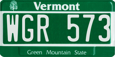 VT license plate WGR573