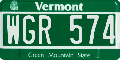 VT license plate WGR574