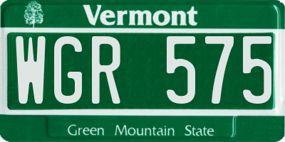 VT license plate WGR575