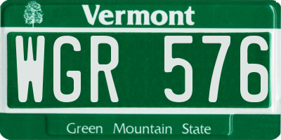 VT license plate WGR576