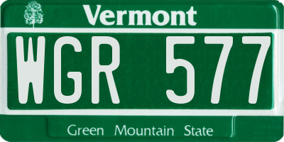 VT license plate WGR577