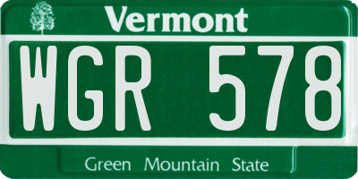VT license plate WGR578