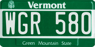 VT license plate WGR580
