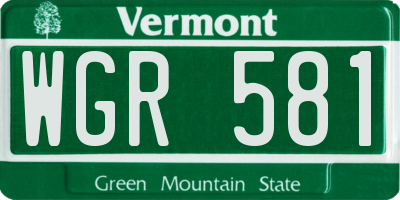 VT license plate WGR581