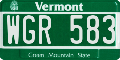 VT license plate WGR583