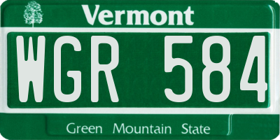 VT license plate WGR584